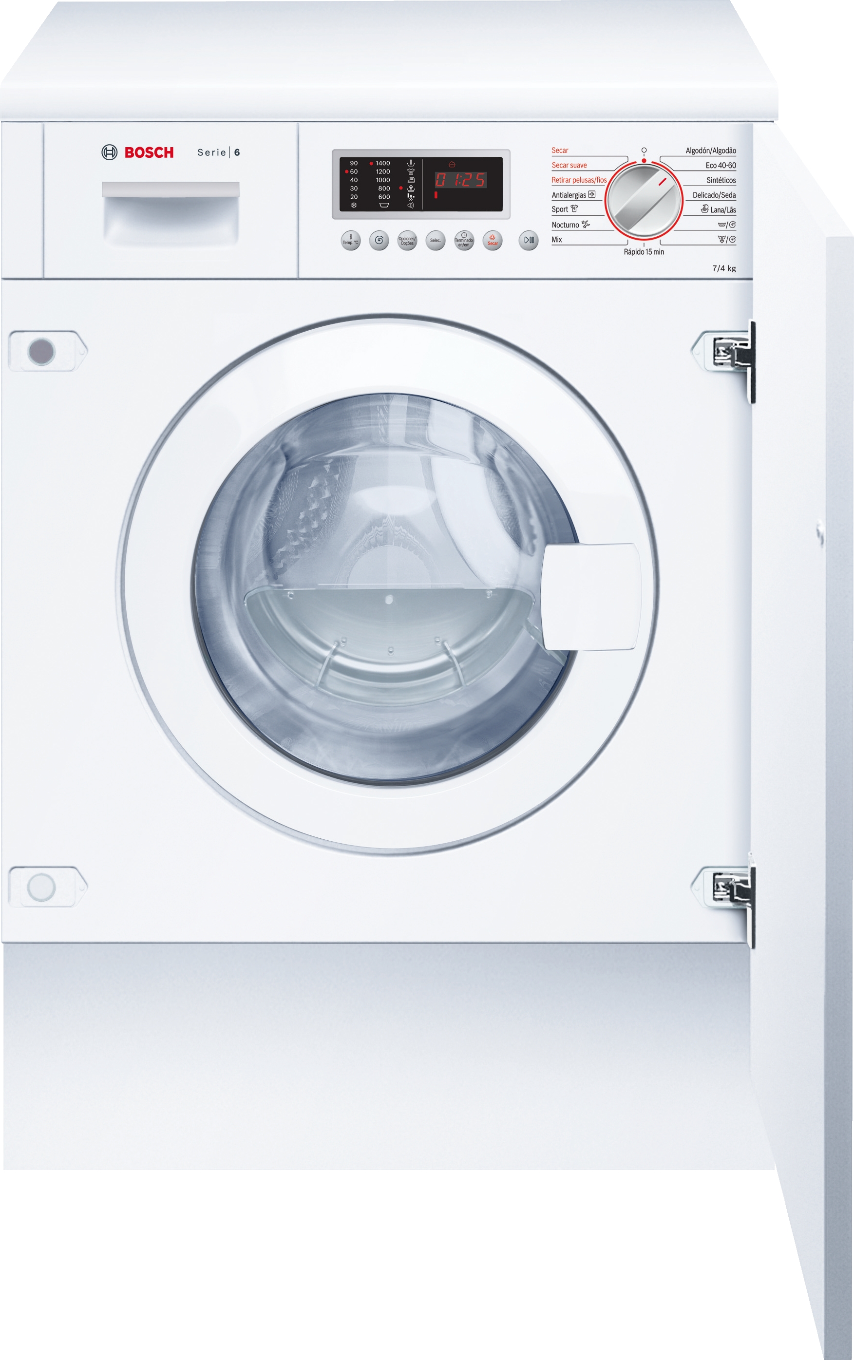 Bosch Serie 6 lavadora-secadora Integrado Carga Blanco