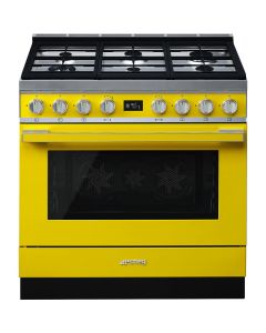 Cocina Gas Smeg CPF9GPYW Clase A+ Amarilla Horno MultifunciÃ³n PirolÃ­tico Gas Natural