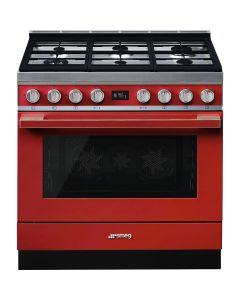 Cocina Gas Smeg CPF9GPR Clase A+ Roja Horno MultifunciÃ³n PirolÃ­tico Gas Natural