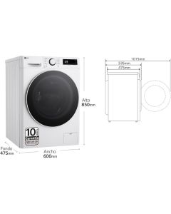 LAVADORA LG F2WR5S09A0W 9KG 1200RPM A-10% SLIM